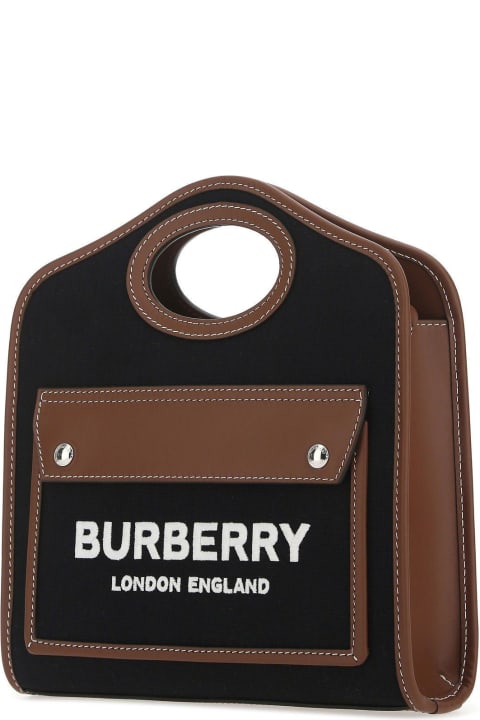 ウィメンズ トートバッグ Burberry Two-tone Canvas And Leather Mini Pocket Handbag