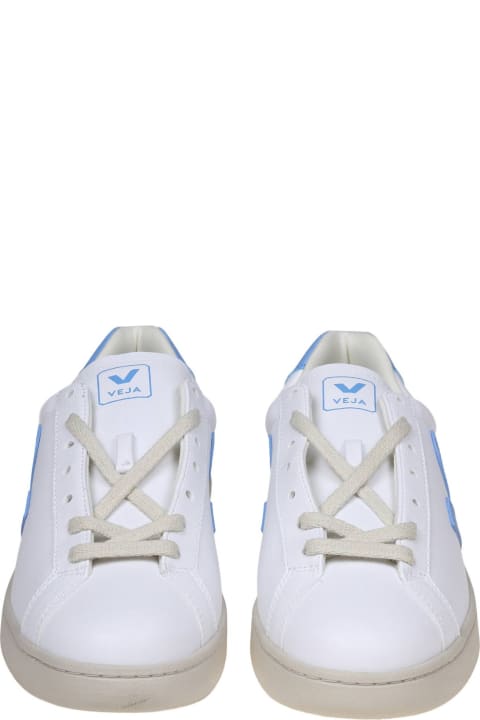 Sneakers for Women Veja Urca Sneakers In White/light Blue Coated Cotton