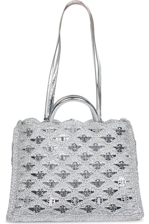 Paco Rabanne حقائب لـ السيدات Paco Rabanne Silver Raffia Cabas Bag