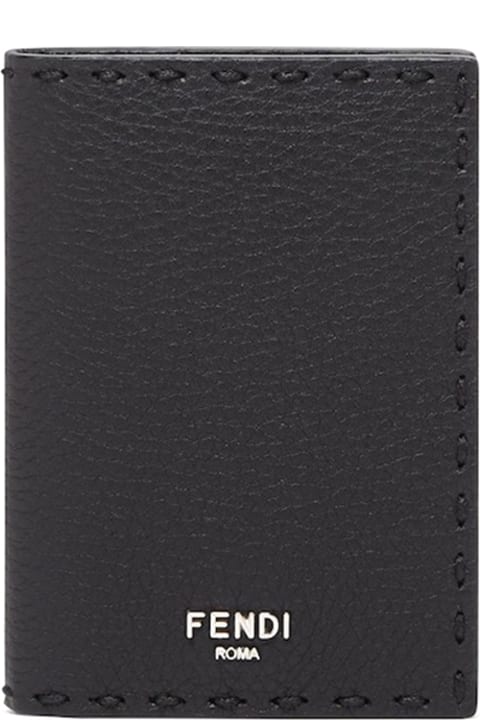メンズ Fendiの財布 Fendi Black Leather Card Holder