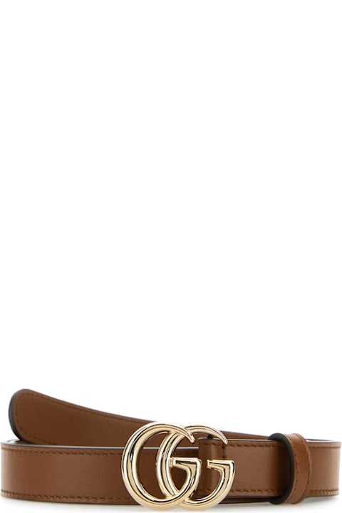 Gucci Brown Leather Gg Belt