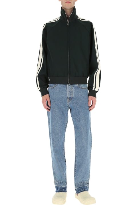 Bottega Veneta سترات صوف وبدل رياضية لـ القسم الرجالي Bottega Veneta Dark Green Stretch Wool Sweatshirt