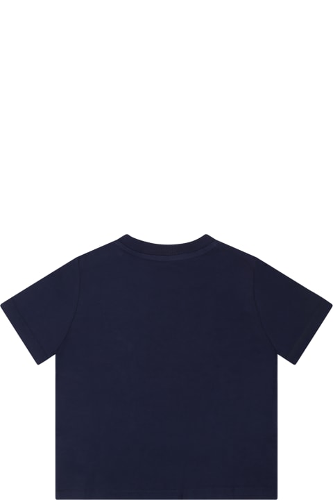 ベビーガールズ Ralph LaurenのTシャツ＆ポロシャツ Ralph Lauren Blue T-shirt For Baby Boy With Polo Bear