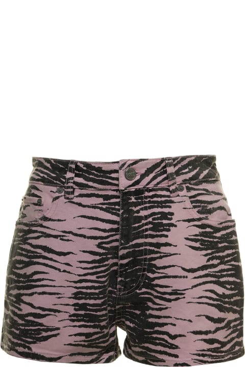 Fashion for Women Ganni Ganni Woman's Organic Denim Zebra Printed Shorts