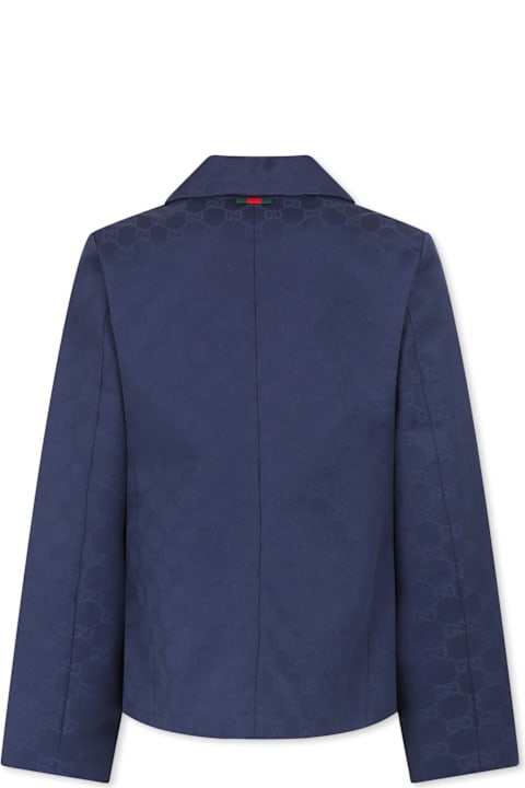 Gucci Coats & Jackets for Boys Gucci Blue Jacket For Boy With Web Detail