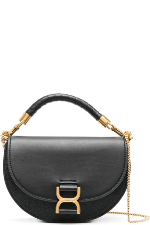 Chloé Totes for Women Chloé Black Marcie Bag With Flap And Chain