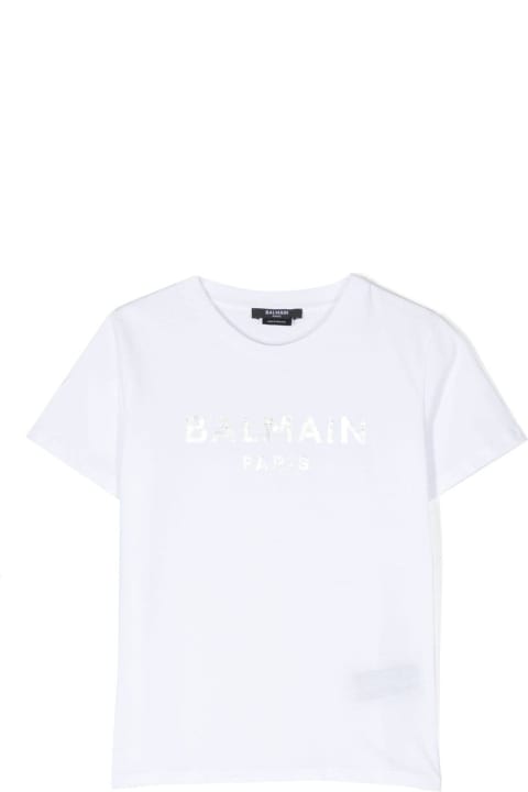 Balmain T-Shirts & Polo Shirts for Girls Balmain Crewneck T-shirt With Print