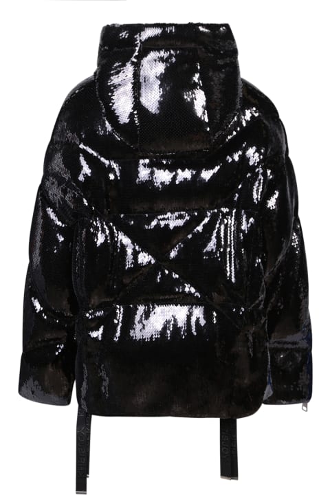 Khrisjoy Clothing for Women Khrisjoy Scale Sequins Black Down Jacket