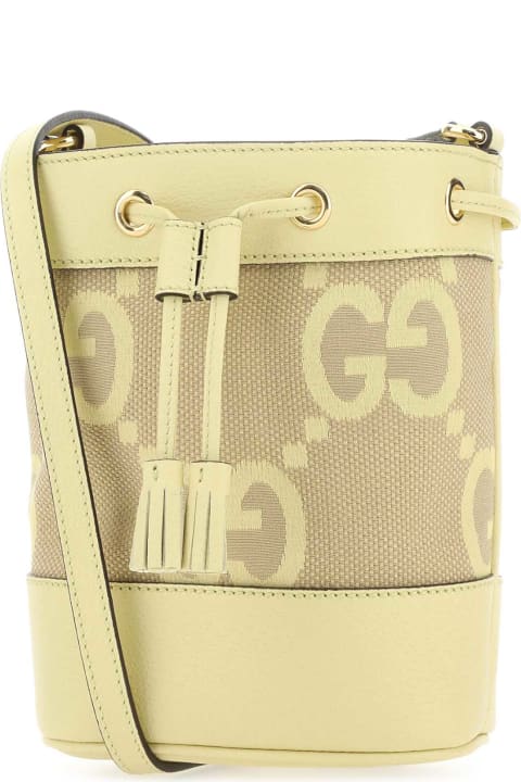 Gucci for Women Gucci Jumbo Gg Fabric And Leather Mini Ophidia Bucket Bag