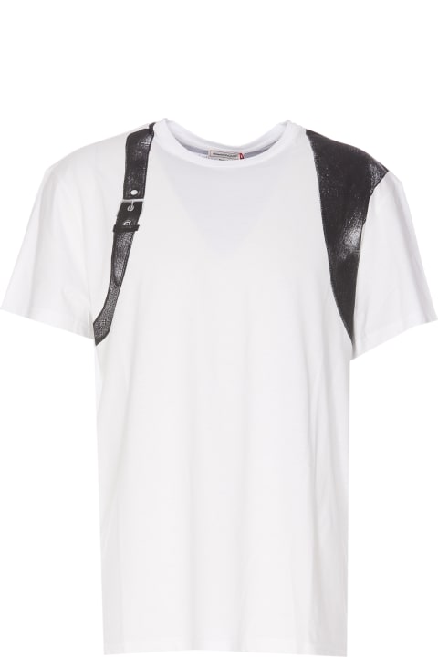 Alexander McQueen Topwear for Men Alexander McQueen Harness T-shirt In White And Black