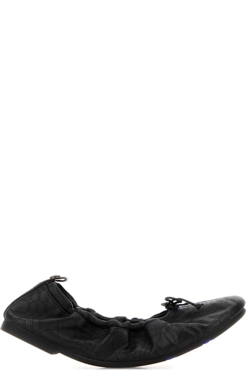 Burberry Black Leather Fawn Ballerinas