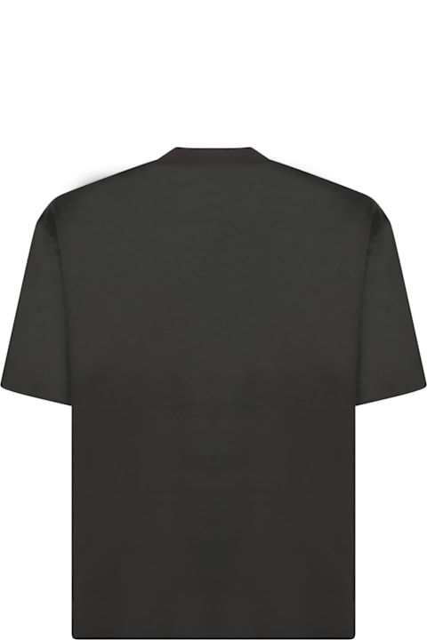 Emporio Armani Topwear for Men Emporio Armani Black Cotton Embroidered T-shirt