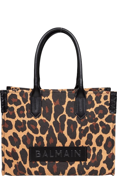 Homeware Balmain Balmain B-army 36 Canvas Tote Bag With Leopard Print