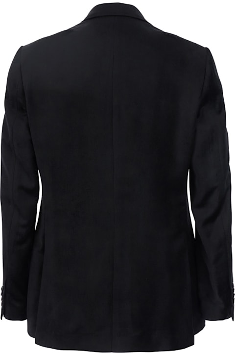 Lardini for Men Lardini Black Single Breasted Jacket Witg Pointed Lapels In Velvet Man