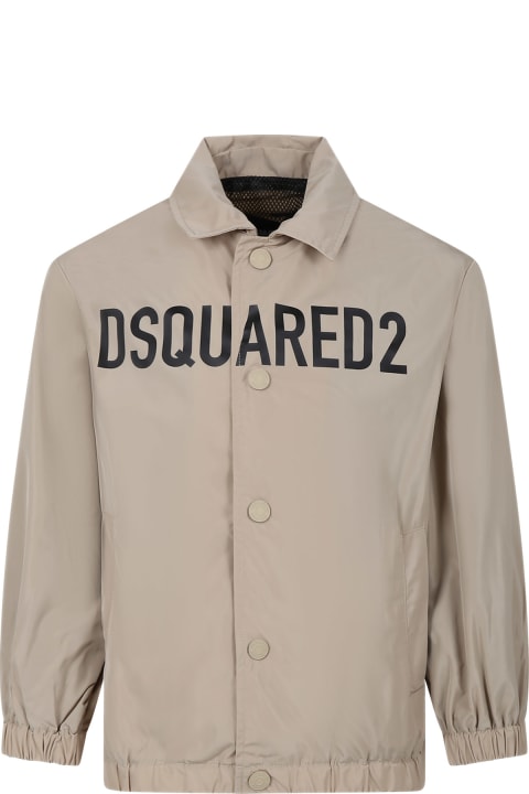 Dsquared2 for Kids Dsquared2 Beige Jacket For Boy With Logo