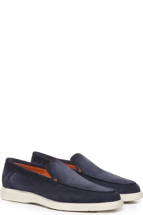 Loafers & Boat Shoes for Men Santoni Loafers In Blue Nabuk