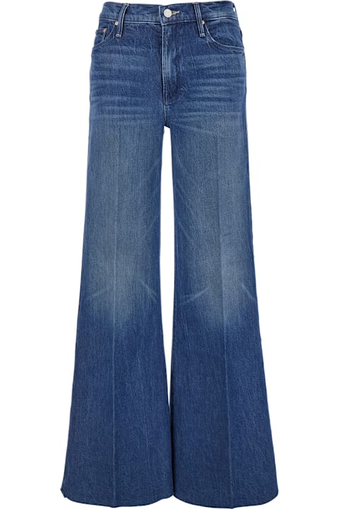 Mother Jeans for Women Mother 'the Twisted Sneak Fray' Blue Five-pocket Jeans With Bleached Effect In Cotton Blend Woman