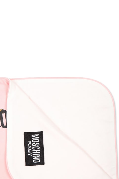 Fashion for Baby Girls Moschino Pink Blanket For Baby Girl With Three Teddy Bears