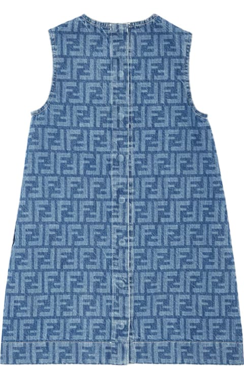 Fendi Jumpsuits for Girls Fendi Medium Blue Ff Denim Sleeveless Dress