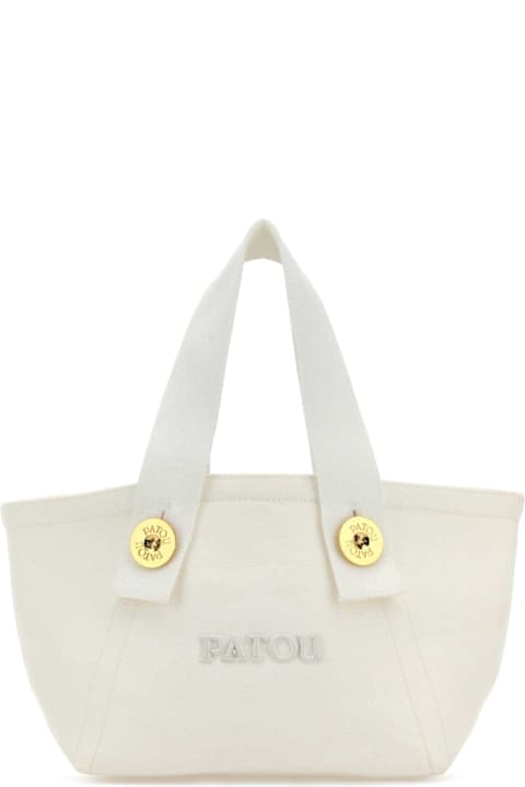 Patou Women Patou White Canvas Trapeze Handbag
