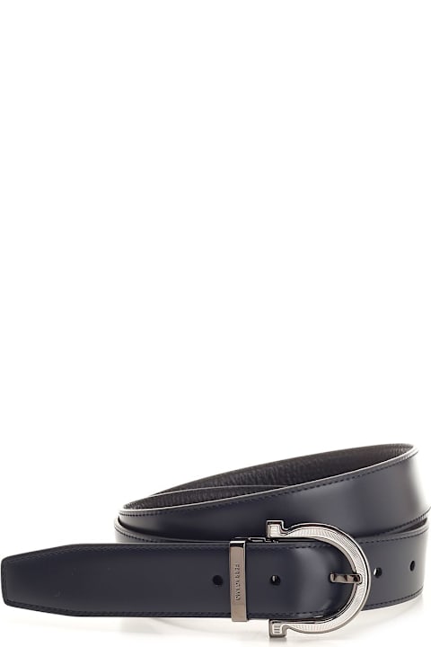 Ferragamo Belts for Men Ferragamo Reversible "gancini" Belt Blue Black