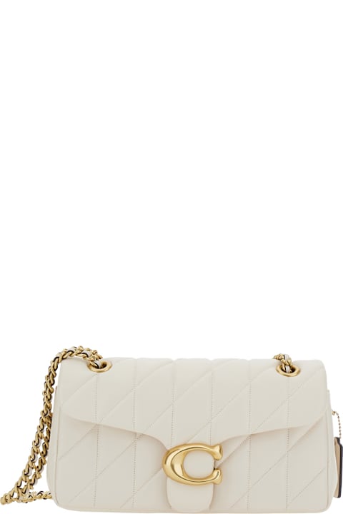 Homeware Coach 
tabby 26
 White Quilted Crossbody Bag With Chain-link Leather Shoulder Straps And Logo Plaque On The Front In Leather Woman