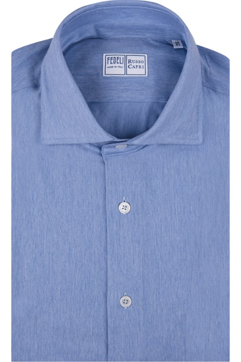 メンズ Fedeliのシャツ Fedeli Blue Strech Shirt
