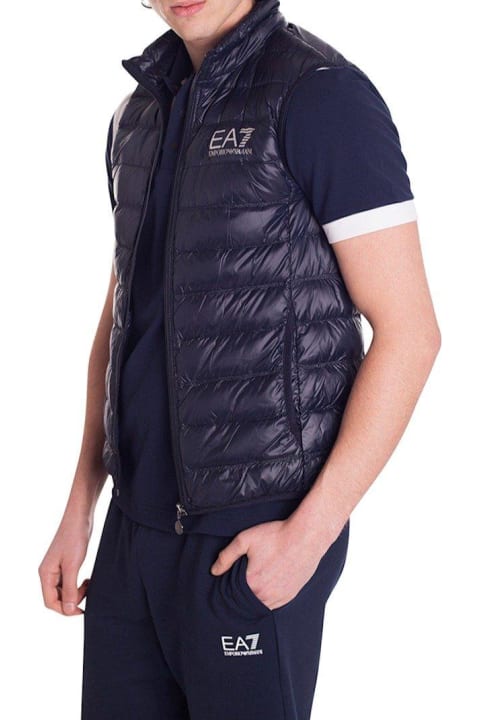 EA7 Coats & Jackets for Men EA7 Logo Printed Zipped Gilet