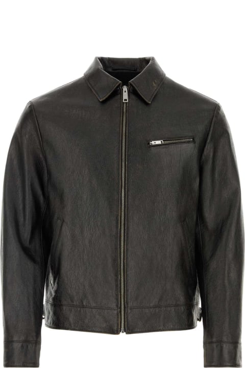 Clothing Sale for Men Prada Black Leather Jacket