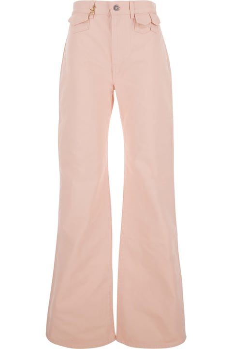 Chloé Pink High Waist Jeans With Mini Pockets With Waist Flap In Denim Woman