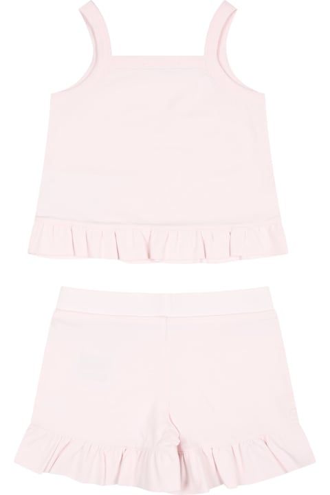 キッズ Monclerのボトムス Moncler Pink Sports Suit For Baby Girl With Logo