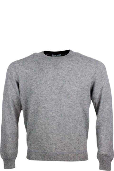Crew-neck Sweater In Fine And Very Soft Cashmere With Sweatshirt-style Workmanship