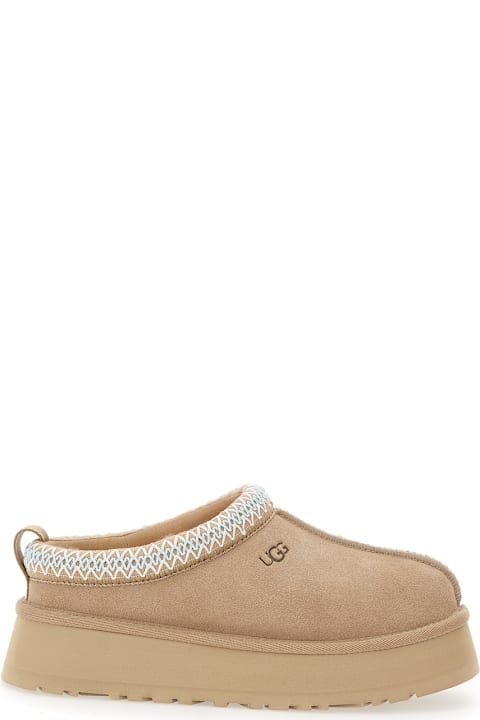 UGG 'tazz' Beige Sabot With Embossed Logo In Suede Woman