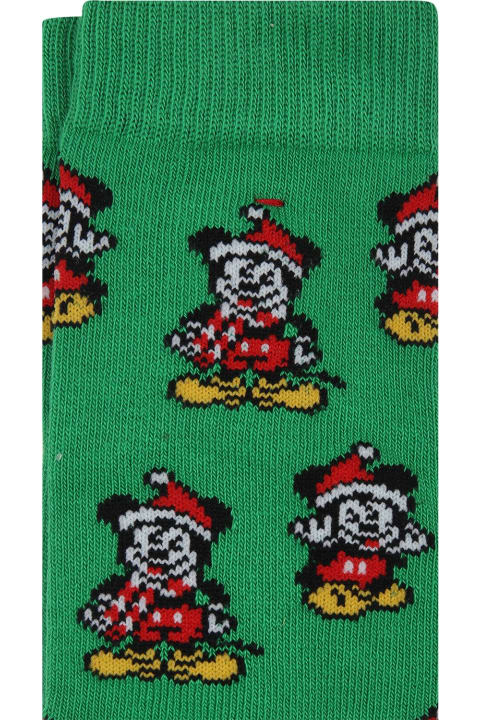 キッズ新着アイテム MC2 Saint Barth Green Socks For Boy With Micky Mouse