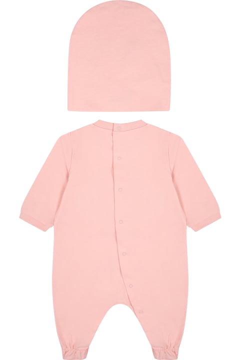 Moschino Bodysuits & Sets for Baby Boys Moschino Pink Set For Baby Girl With Teddy Bear