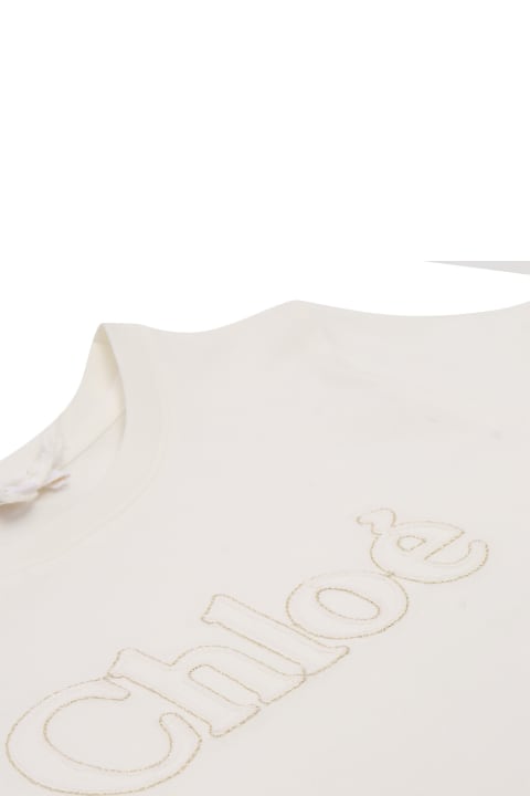 Chloé Topwear for Girls Chloé White T-shirt With Logo