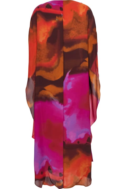 Gianluca Capannolo for Women Gianluca Capannolo 'iris' Multicolor Long Dress With Boat Neckline And All-over Print In Silk Woman