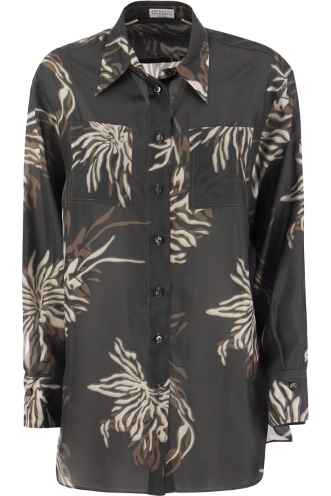 Brunello Cucinelli Clothing for Women Brunello Cucinelli Shirt With All-over Print In Silk Woman