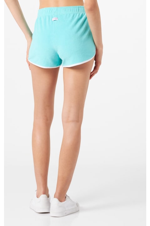 Homeware MC2 Saint Barth Woman Water Green Terry Shorts With Piping | Melissa Satta Special Edition