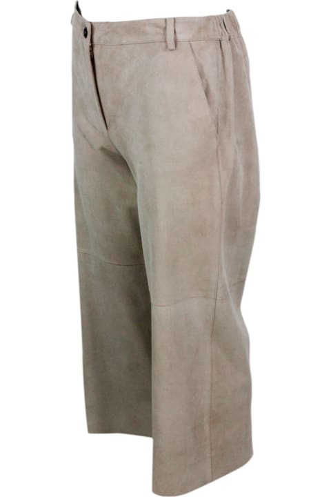 Antonelli for Women Antonelli Trousers Made Of Soft Suede, With A Soft Fit And Zip And Button Closure With Elastic Waist On The Back. Welt Pockets.