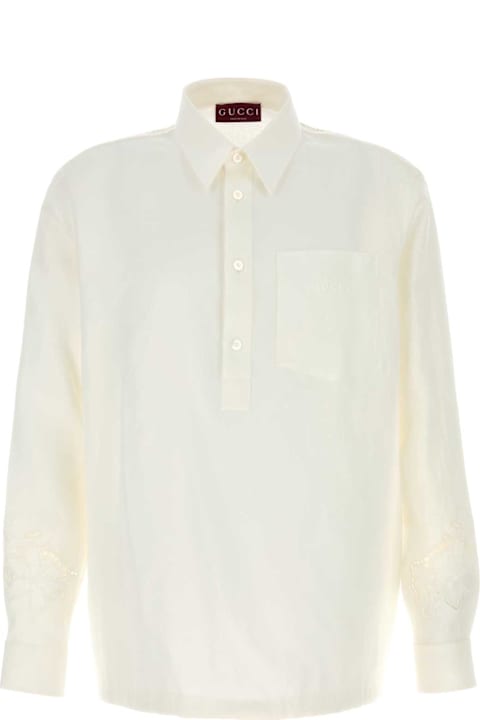 Homeware Gucci White Linen Polo Shirt