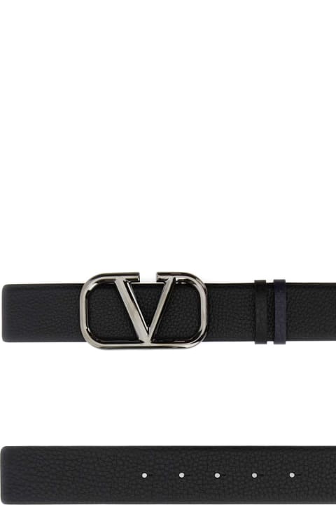 Sale for Men Valentino Garavani Black Leather Reversible Vlogo Belt