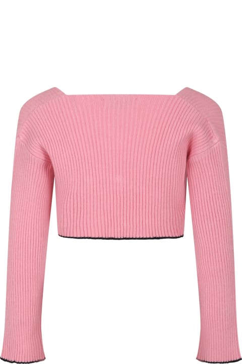 MSGM for Kids MSGM Pink Cardigan For Girl With Logo