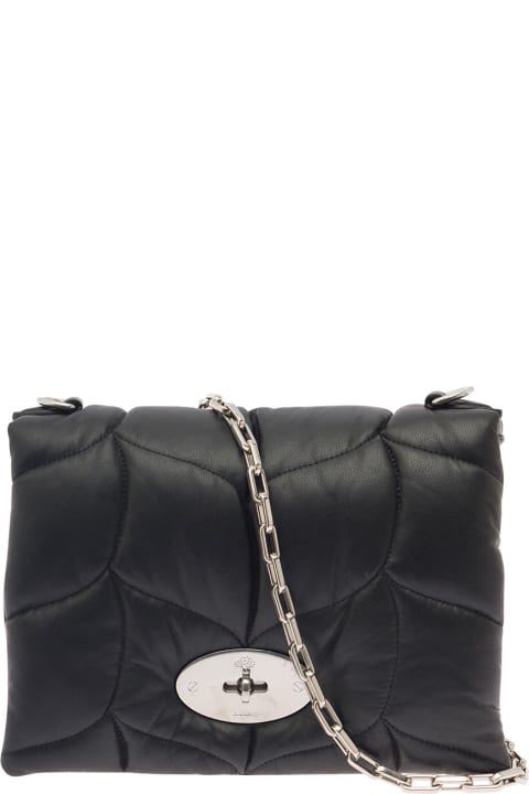 'little Softie' Black Cross-body Bag With Twist Lock Closure In Quilted And Padded Leather Woman