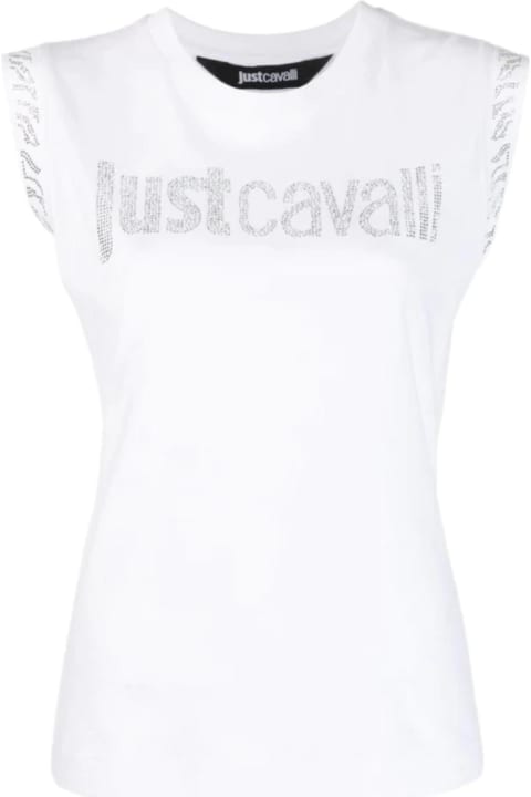 Just Cavalli Topwear for Women Just Cavalli T-shirt 74mw601 S Logo Crystal Cotton Jersey