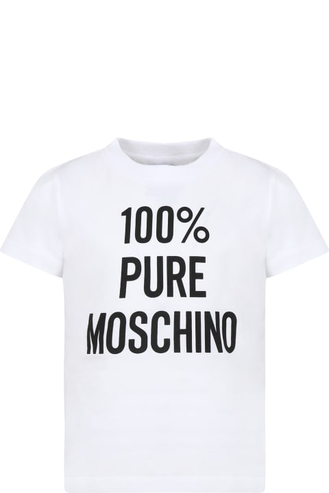 Moschino Kids Moschino White T-shirt For Kids With Black Print