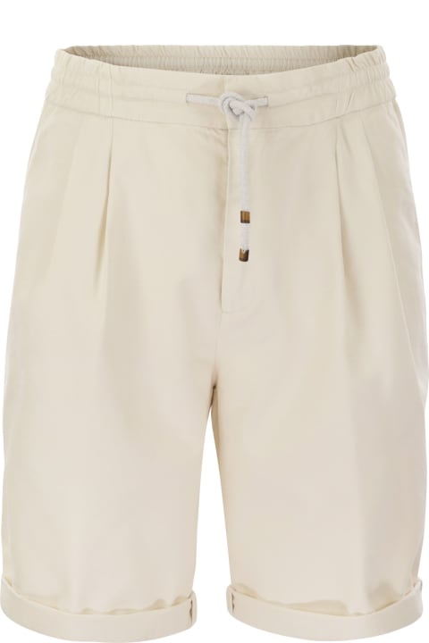 メンズ ボトムス Brunello Cucinelli Bermuda Shorts In Cotton Gabardine With Drawstring And Double Darts
