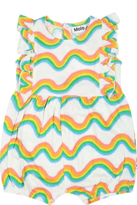 ベビーボーイズ Moloのボディスーツ＆セットアップ Molo White Romper For Baby Girl With Rainbow Print