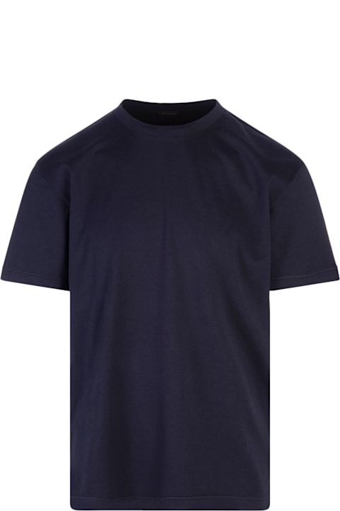 Kiton Topwear for Men Kiton Dark Blue Classic T-shirt With Back Logo