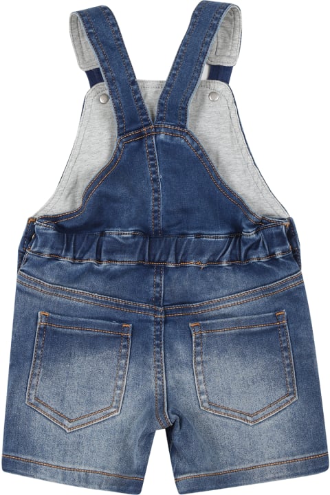 Coats & Jackets for Baby Girls Moschino Blue Dungarees For Babykids With Teddy Bear And Logo